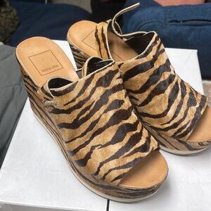 Tiger calf hair wedge